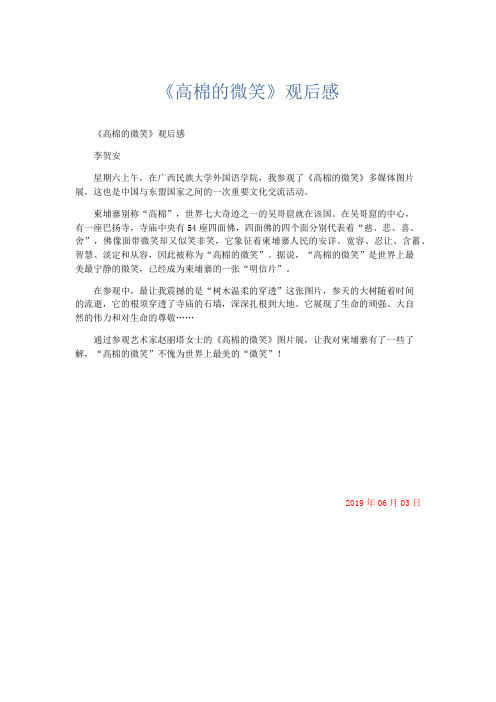 小学作文 《高棉的微笑》观后感-精品