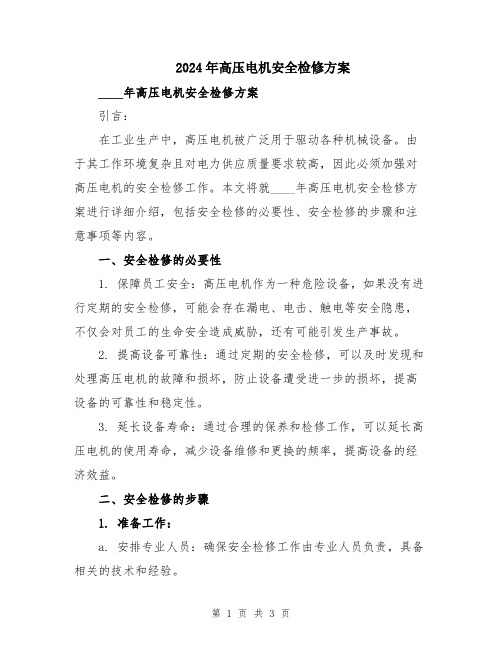 2024年高压电机安全检修方案