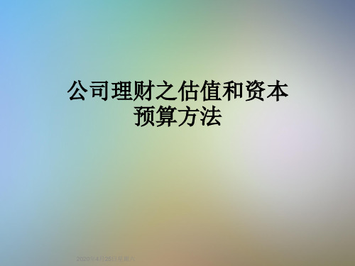 公司理财之估值和资本预算方法