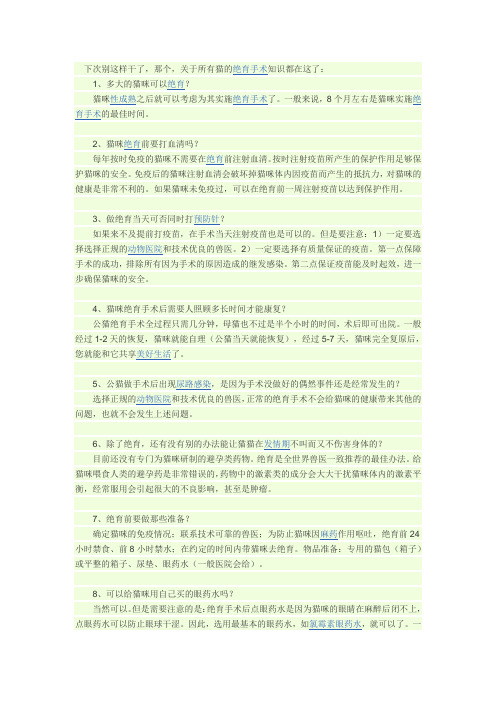 母猫绝育手术常见问题