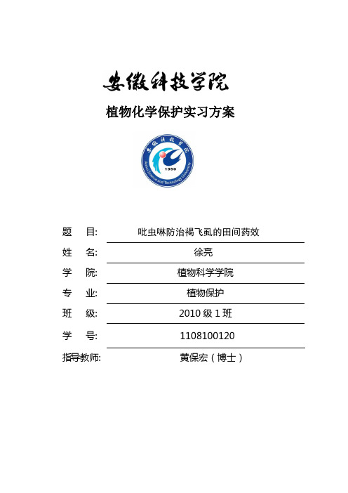吡虫啉在田间的实习方案