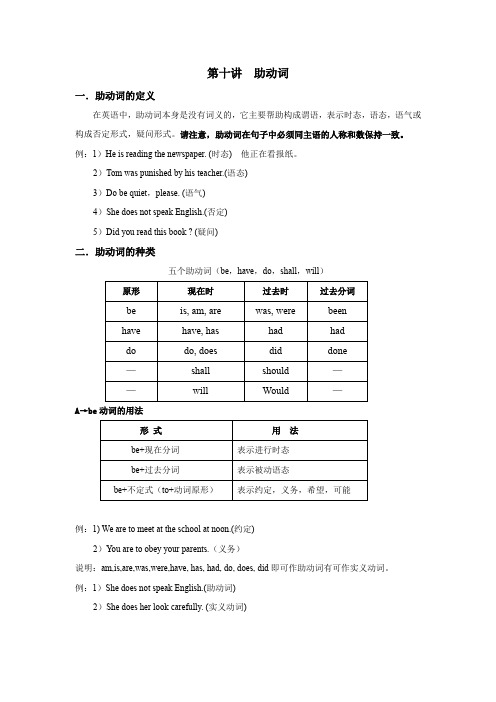 第10讲：助动词讲稿高中英语语法讲解习题 高三二轮复习 学案