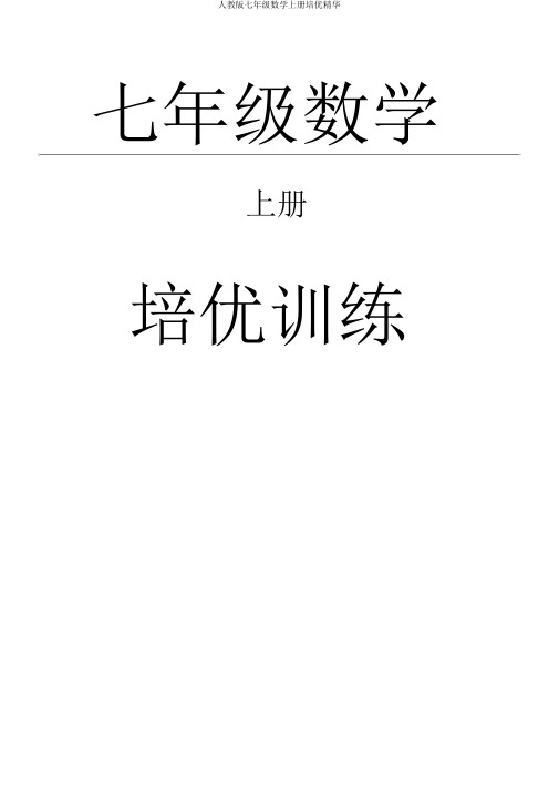 人教版七年级数学上册培优精华