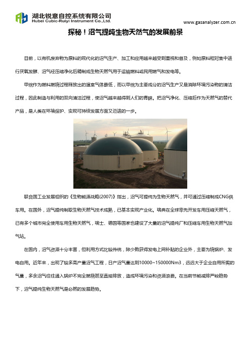 探秘!沼气提纯生物天然气的发展前景