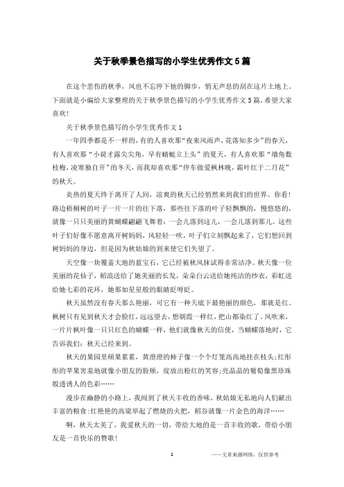 关于秋季景色描写的小学生优秀作文5篇