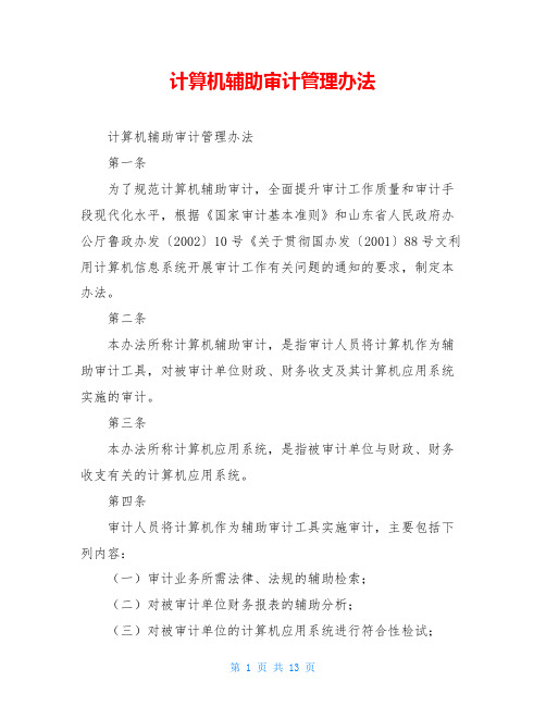 计算机辅助审计管理办法
