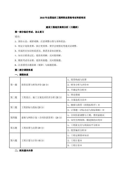 【造价工程师】2018造价-案例-必做200题-01、2018造价案例价经典习题第1讲