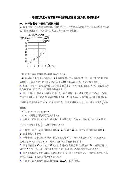 一年级数学素材期末复习解决问题应用题(经典版)带答案解析