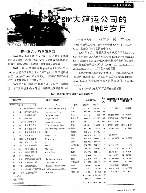 全球20大箱运公司的峥嵘岁月