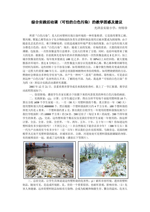 综合实践活动课〈可怕的白色污染〉的教学困惑及建议