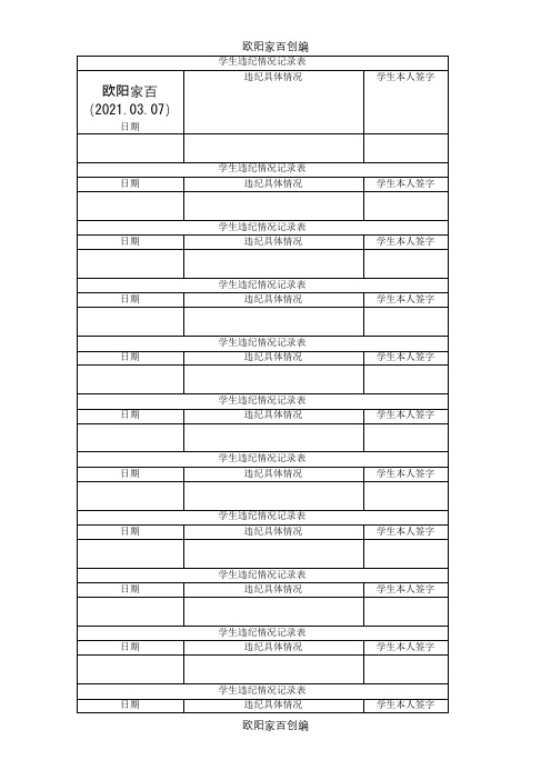 学生违纪情况记录表之令狐采学创编之欧阳家百创编