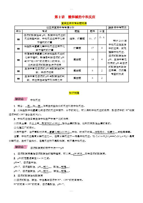 中考化学总复习 第1编 教材知识梳理 第10单元 酸和碱 第2讲 酸和碱的中和反应(精讲)习题