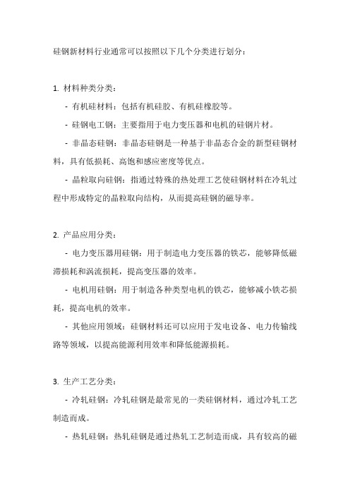 硅钢新材料行业分类