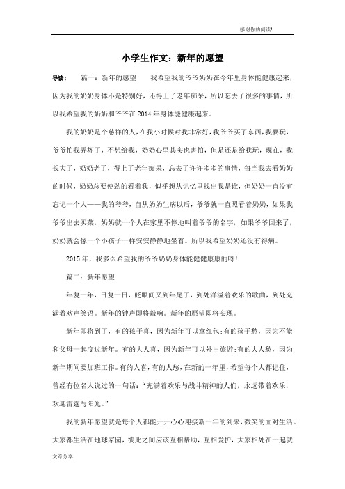 小学生作文：新年的愿望