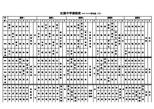 红旗中学电教室课程表2009-2010学年度(下)