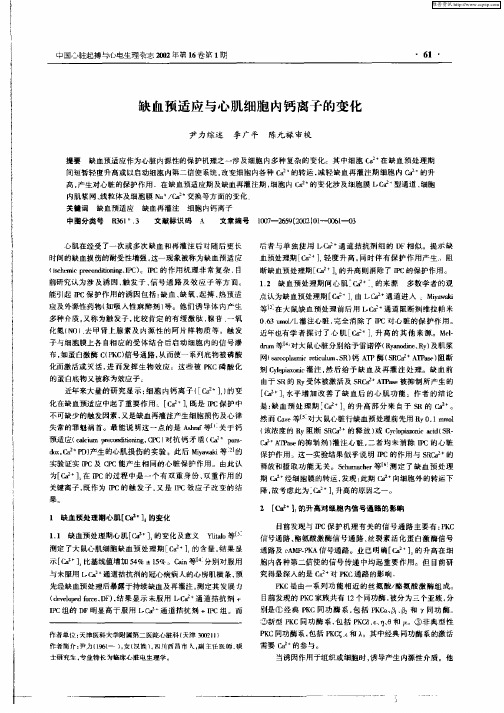 缺血预适应与心肌细胞内钙离子的变化