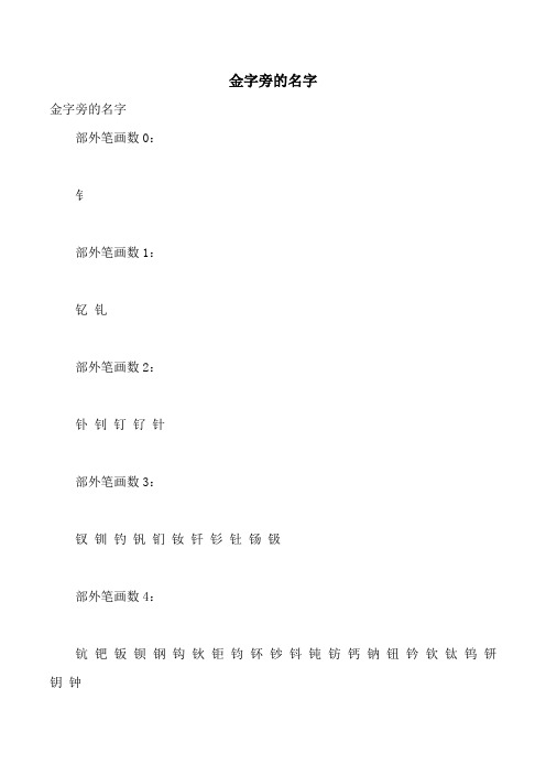 金字旁的名字