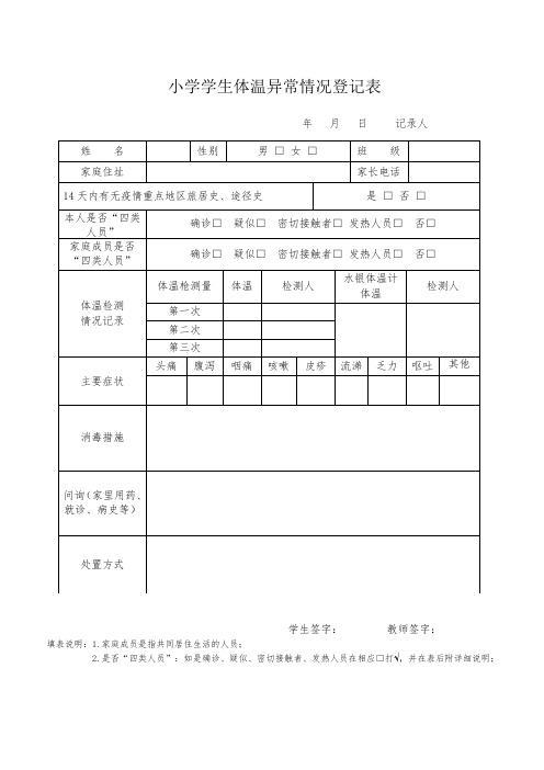 学生体温异常情况登记表