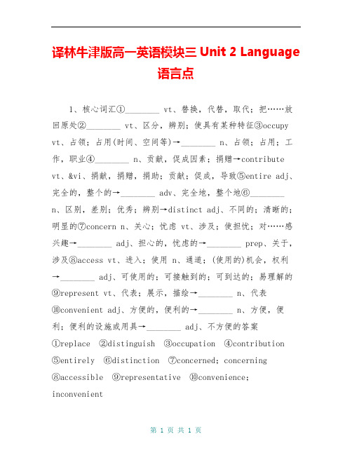 译林牛津版高一英语模块三Unit 2 Language语言点
