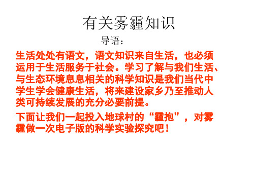 有关雾霾知识科学活动PPT课件
