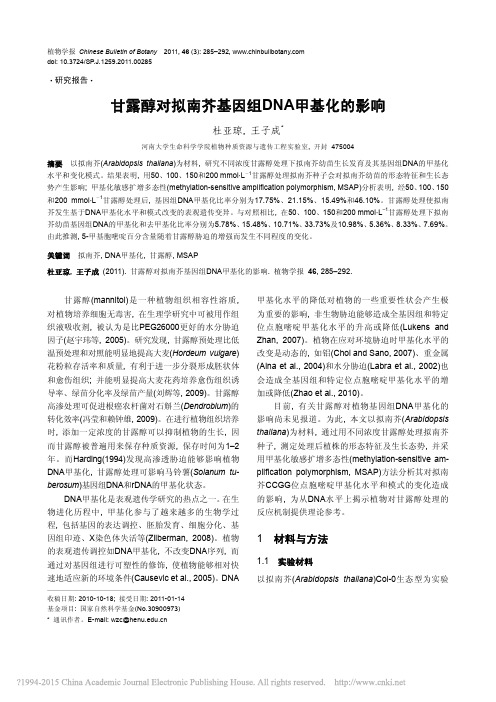 甘露醇对拟南芥基因组DNA甲基化的影响_杜亚琼