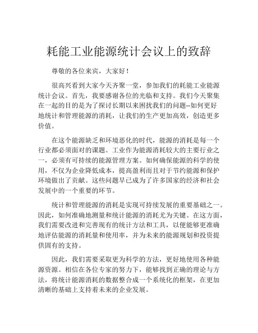 耗能工业能源统计会议上的致辞