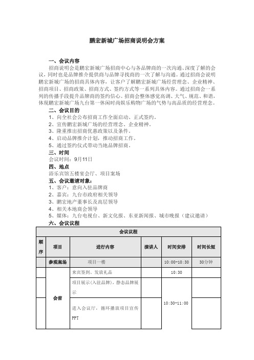 招商说明会方案