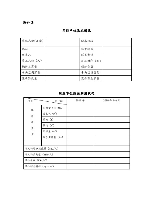 单位用能情况调查表