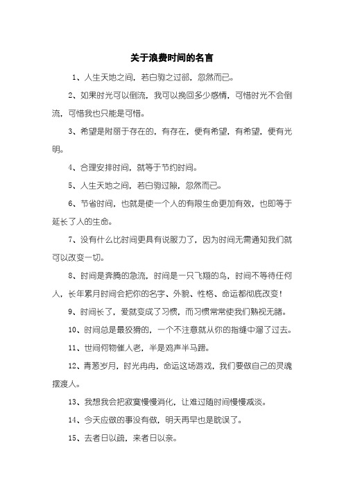 关于浪费时间的名言