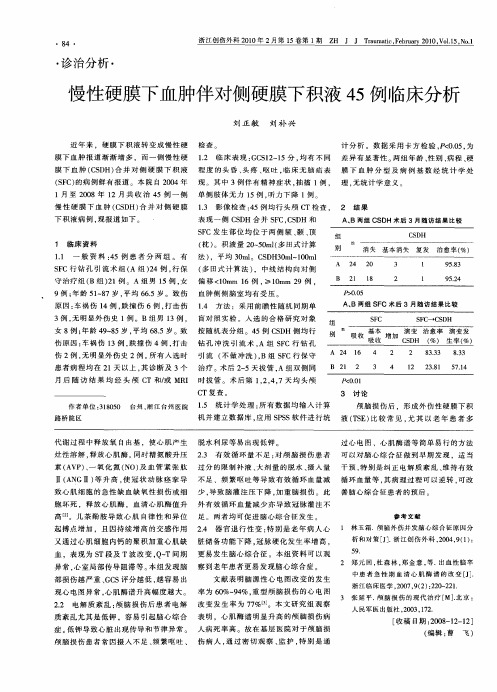 慢性硬膜下血肿伴对侧硬膜下积液45例临床分析