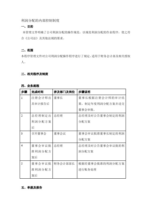 利润分配的内部控制制度