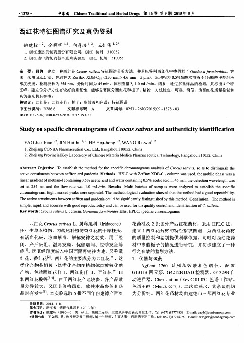 西红花特征图谱研究及真伪鉴别