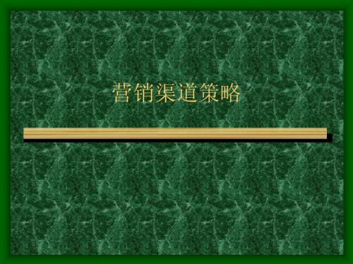 『营销』营销渠道策略(PPT 20)