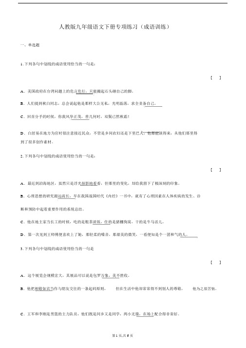 人教版九年级语文下册专项练习(成语训练).docx