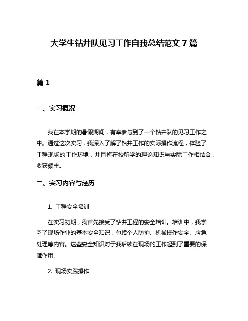 大学生钻井队见习工作自我总结范文7篇