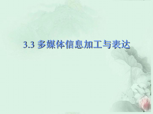 高中信息技术多媒体信息加工与表达课件新人教版