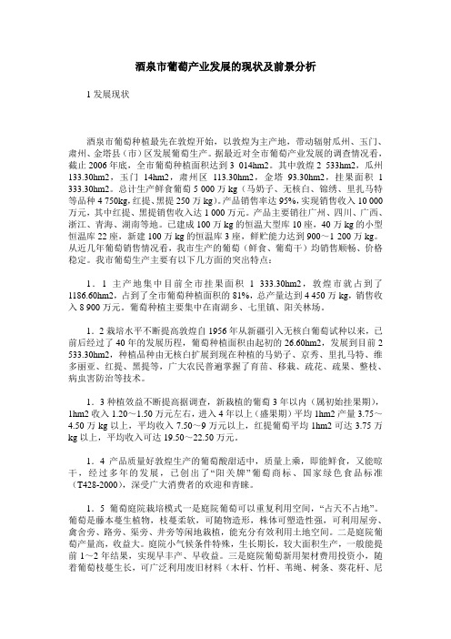 酒泉市葡萄产业发展的现状及前景分析