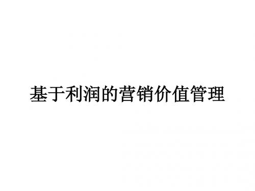 基于利润的营销价值管理[教材]