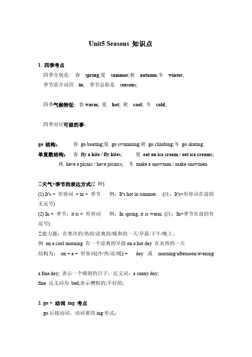 四年级英语下册素材Unit5-Unit6知识点  牛津译林版