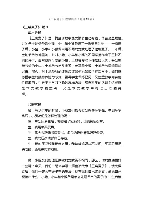 《三袋麦子》教学案例（通用13篇）