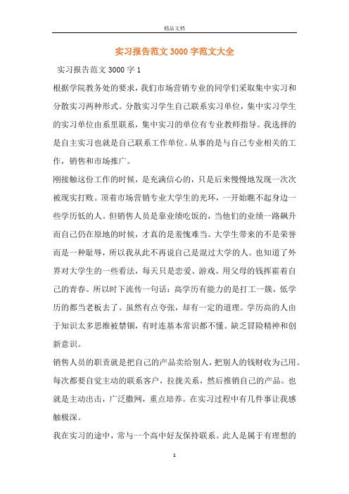 实习报告范文3000字范文大全