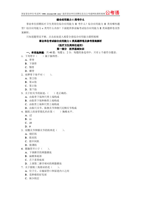 综合应用能力E类考什么「事业单位招聘考试科目」