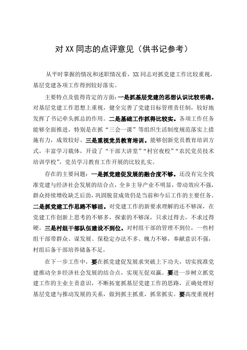 党委书记述职评议点评意见范文模板(5篇)