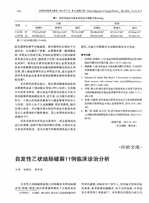 自发性乙状结肠破裂11例临床诊治分析