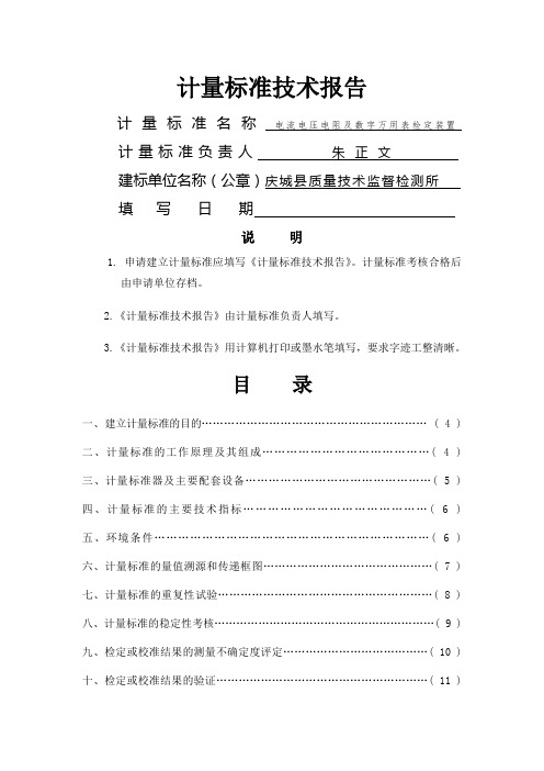 电流表计量标准建标报告