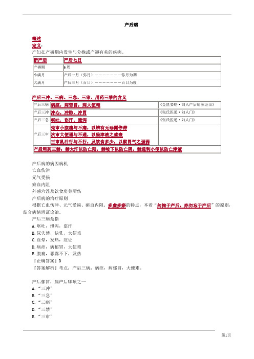 【基础】中医助理-中医妇科学-产后病