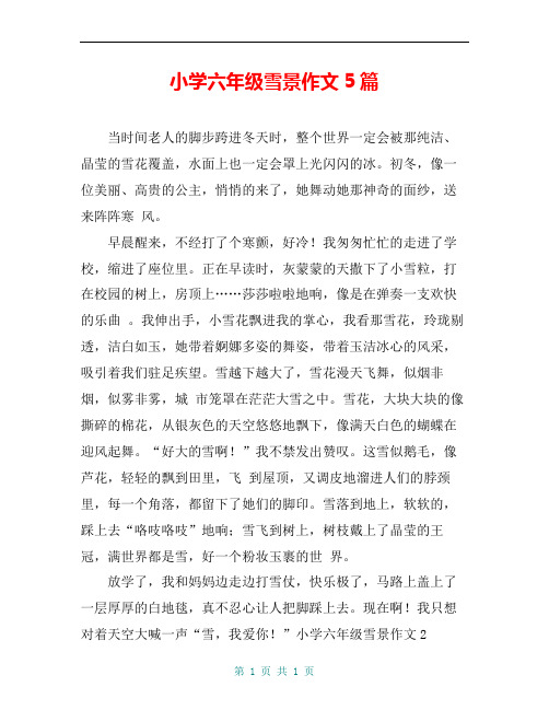 小学六年级雪景作文5篇