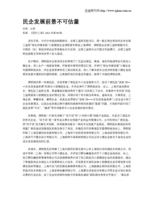 民企发展前景不可估量