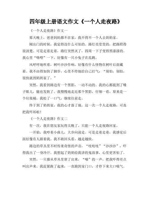 四年级上册语文作文《一个人走夜路》