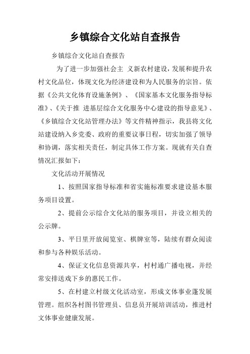 乡镇综合文化站自查报告